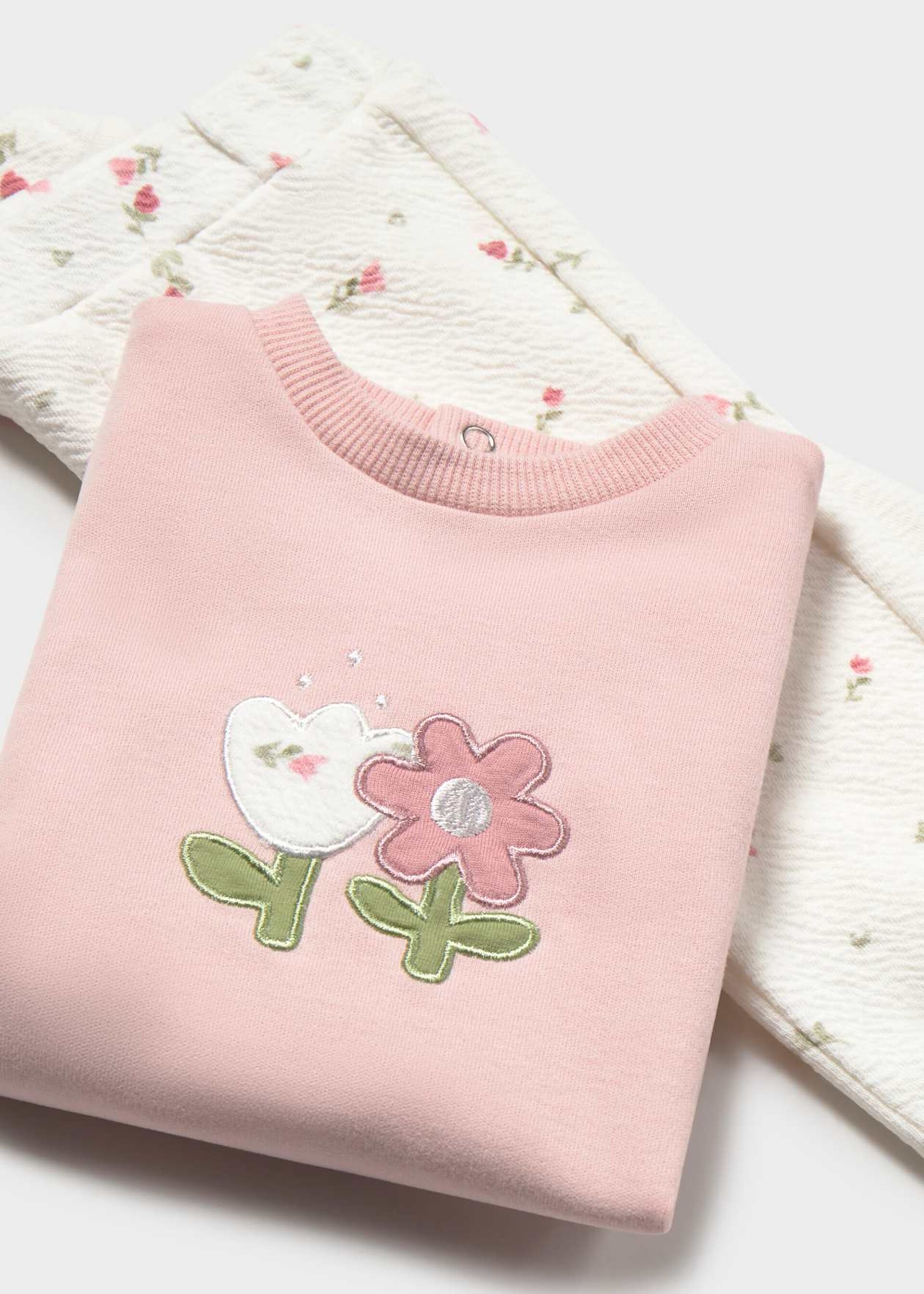 Tuta 3 pezzi in caldo cotone Panna / Rosa Mayoral