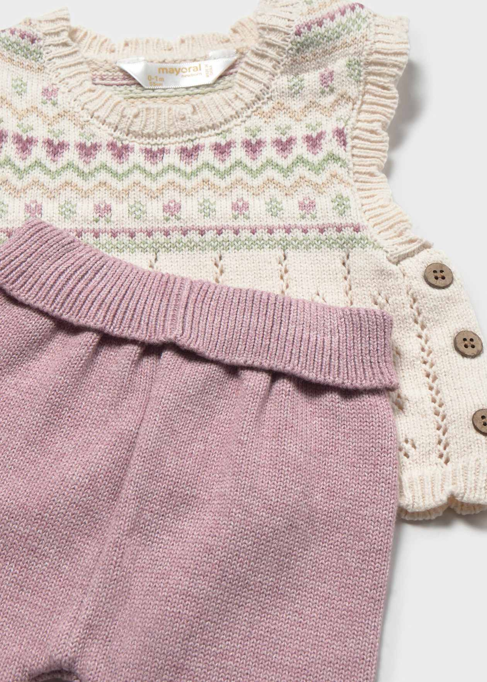 Completo 3 pezzi in caldo cotone Malva / Panna Mayoral