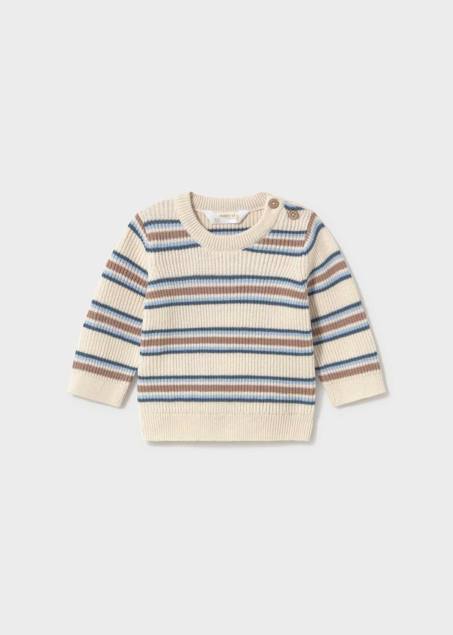 Maglione neonato a righe in caldo cotone Panna / Cielo / Azzurro Mayoral