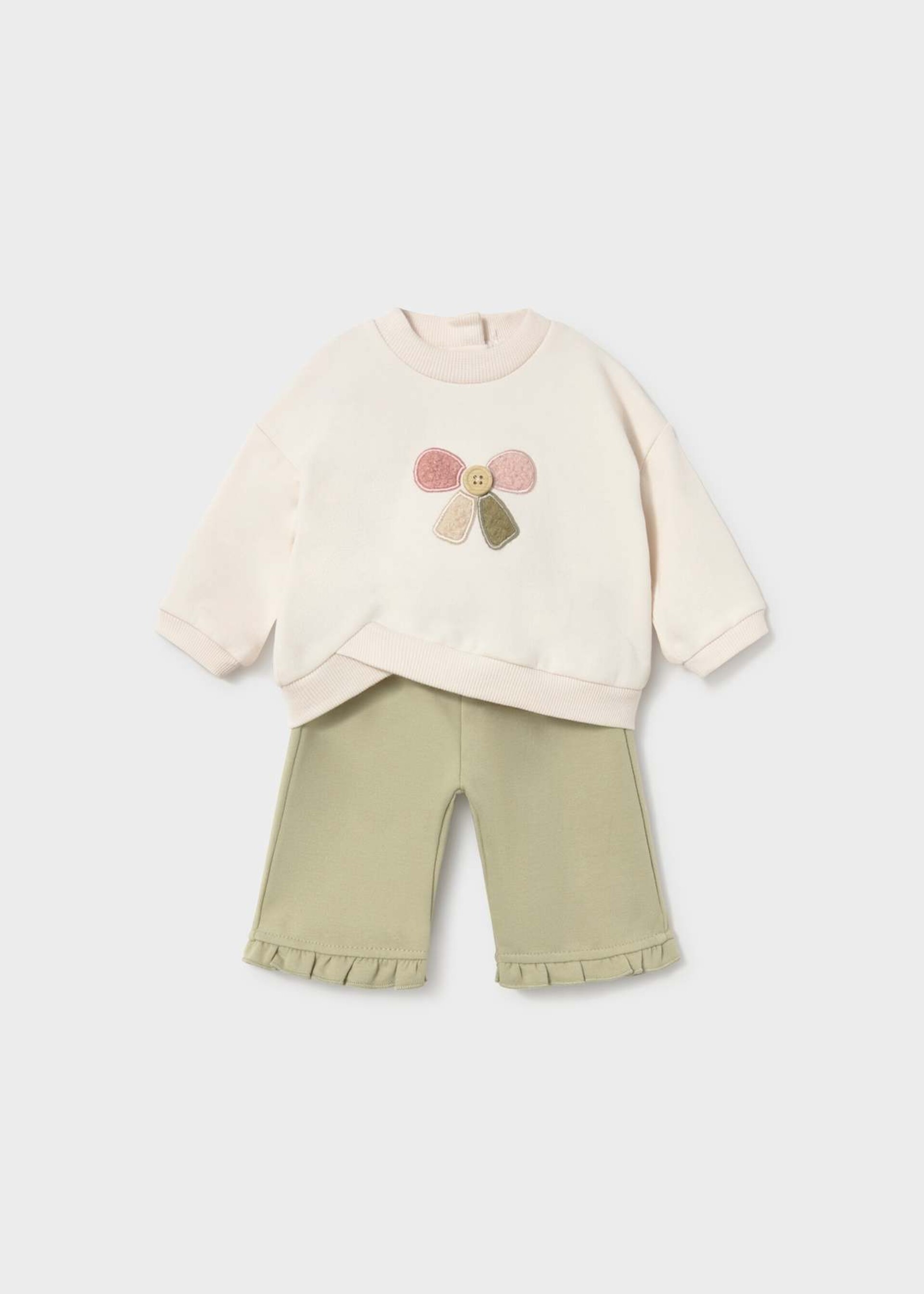 Completo 4 pezzi in caldo cotone Panna / Rosa / Verde Mayoral