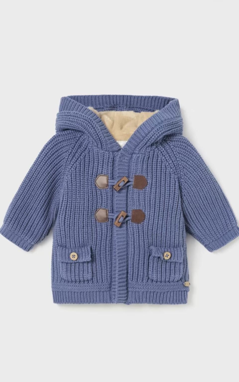 Cardigan neonato con pellicciotto interno Azzurro Mayoral 2302