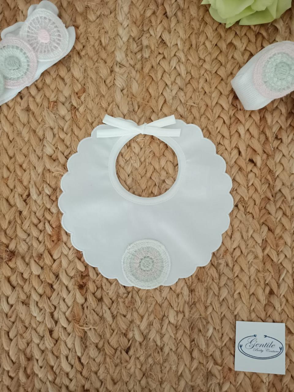 Bavetta in puro cotone Bianco / Rosa / Verde Marlù EP19BAV