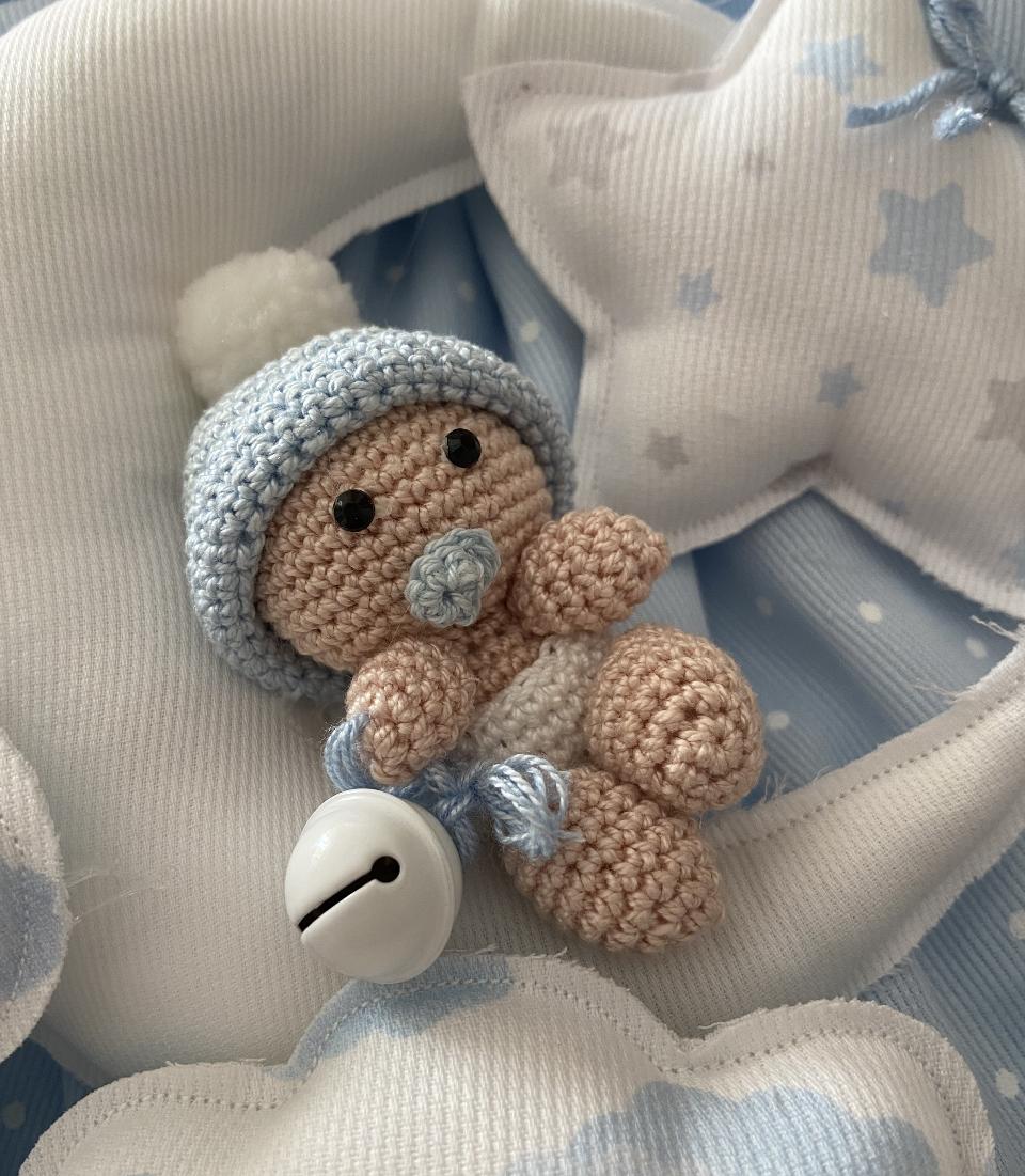 Fiocco nascita Luna con bebè uncinetto Gentile Baby Couture 26 M/F