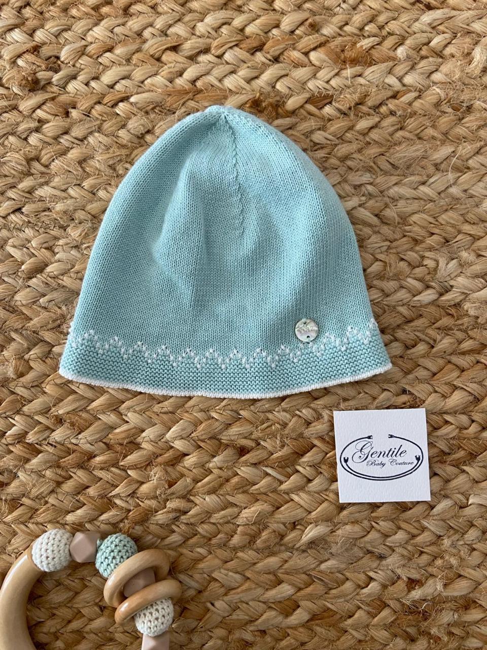 Cappellino in filo di cotone Verde Acqua / Crudo Paz Rodriguez 040-121472