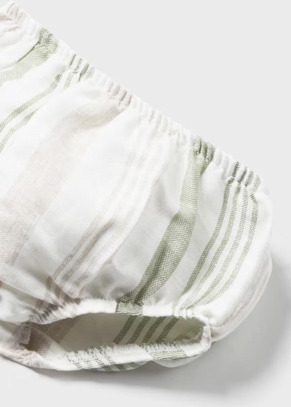 Abito in lino e cotone a righe Verdi e Beige con culotte Mayoral 1829