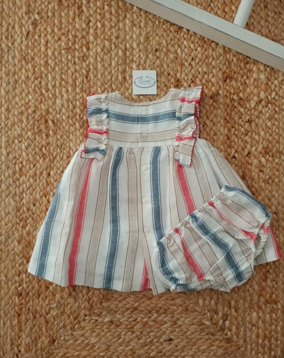 Abito in lino e cotone a righe con culotte Mayoral 1829