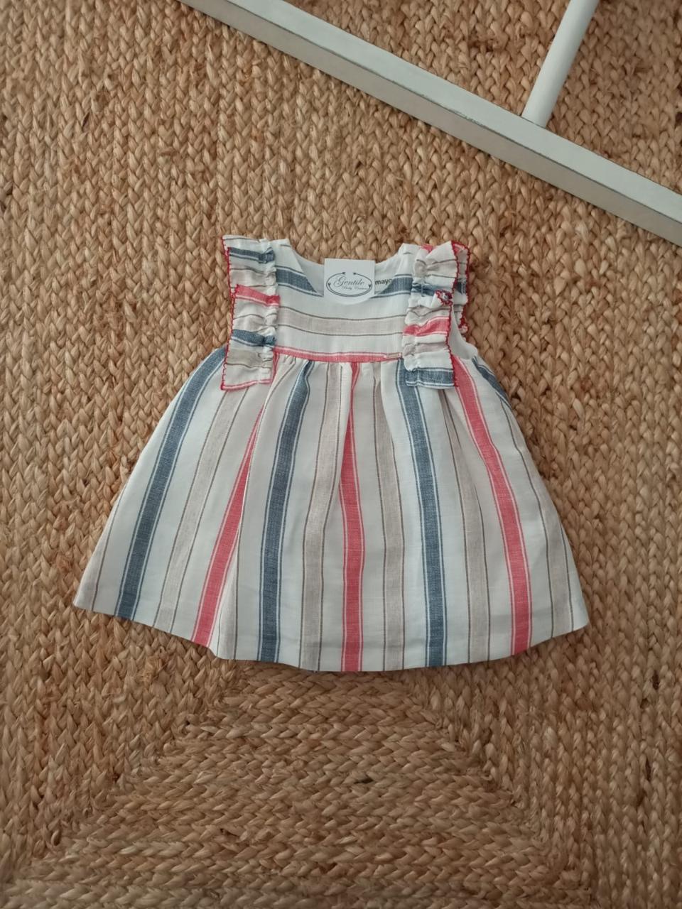 Abito in lino e cotone a righe con culotte Mayoral 1829
