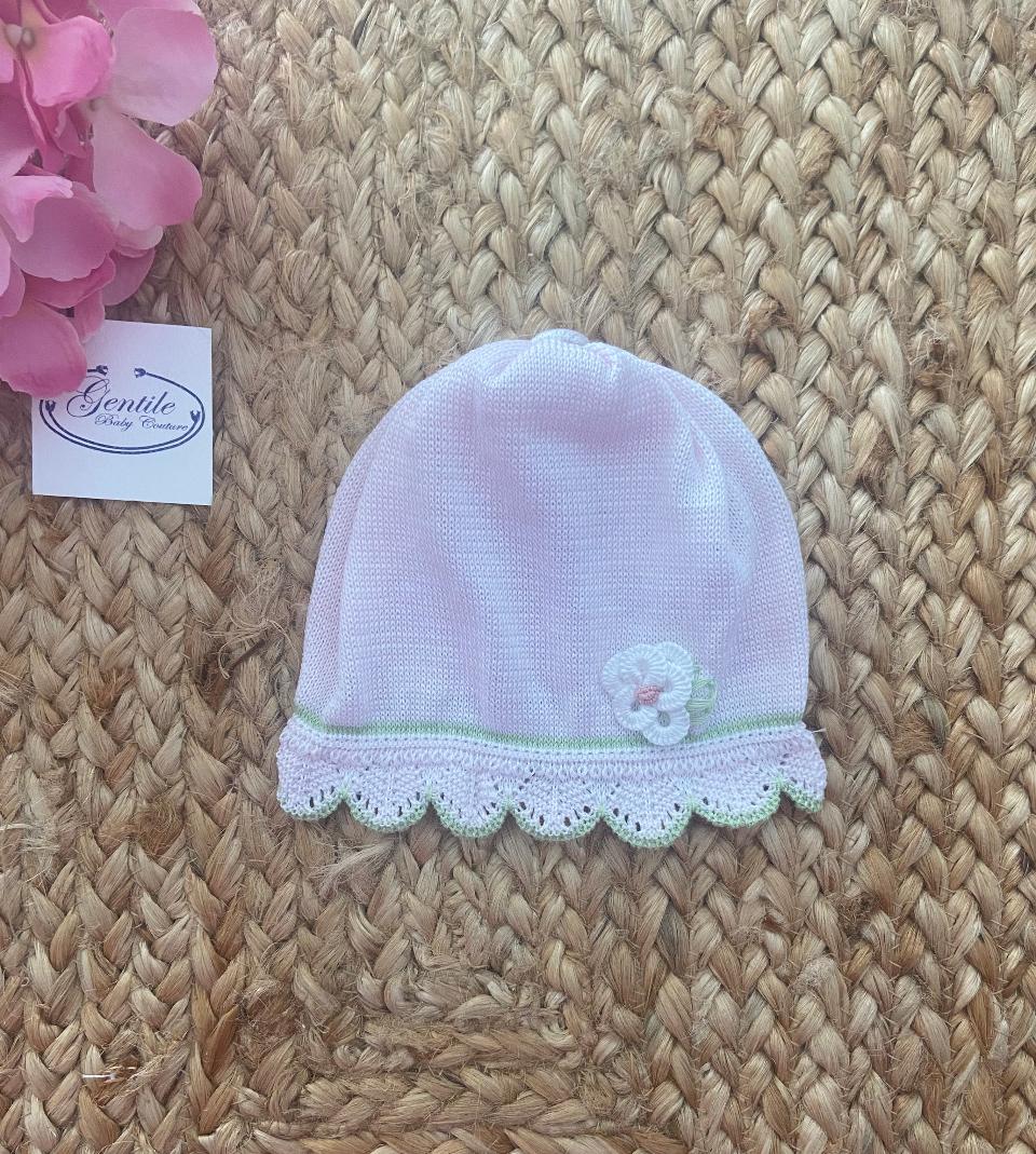 Cappellino in filo di cotone Rosa/Bianco/Verde Pistacchio Marlù EP2071