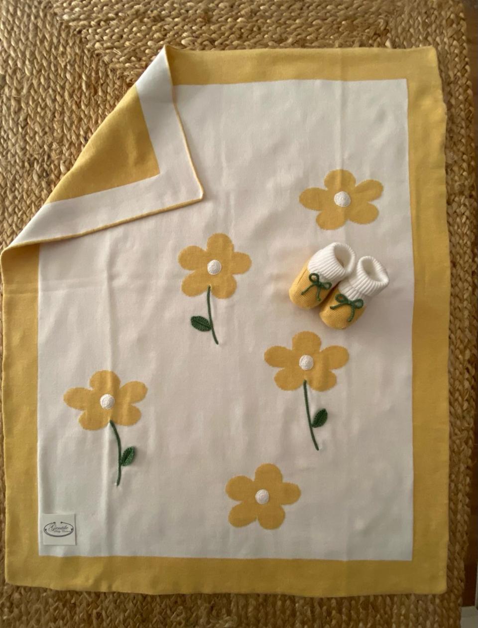 Copertina per carrozzina in filo di cotone Bianco/Giallo Colorichiari FF777667/4470