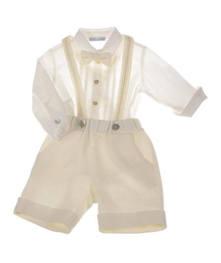Completo elegante 3 pezzi in lino e cotone Bianco Latte Barcellino 110610