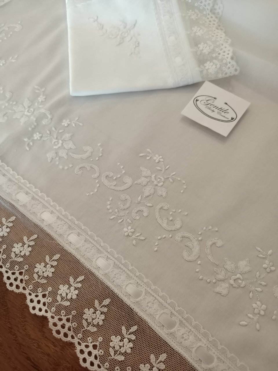 Set lenzuolino 3 pezzi per carrozzina White Love Gentile Baby Couture Modello unico realizzato a mano