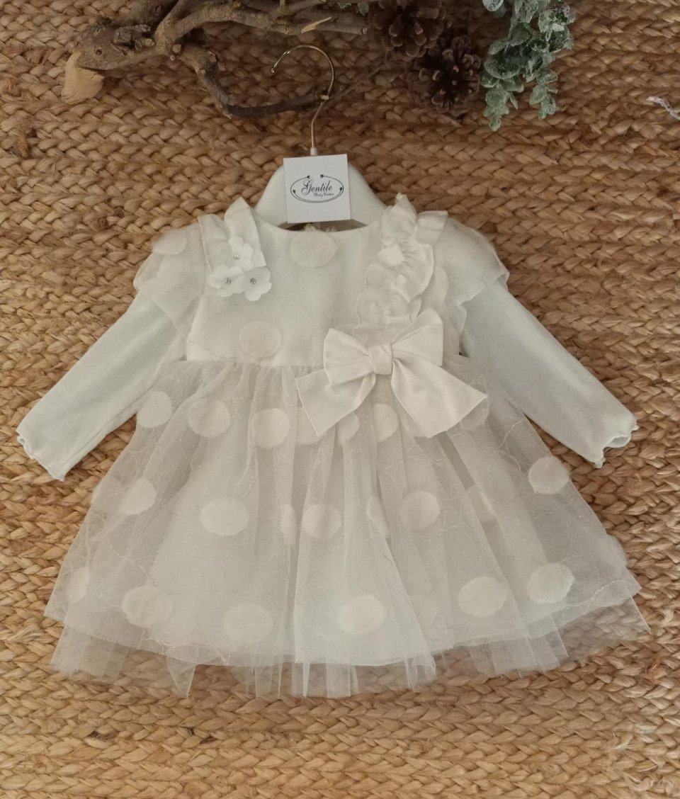 Abito elegante in tulle a pois Panna taglia 6 mesi Bimbalò