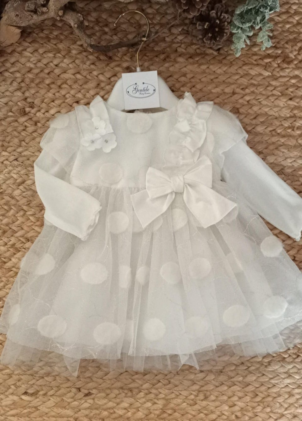 Abito elegante in tulle a pois Panna taglia 6 mesi Bimbalò