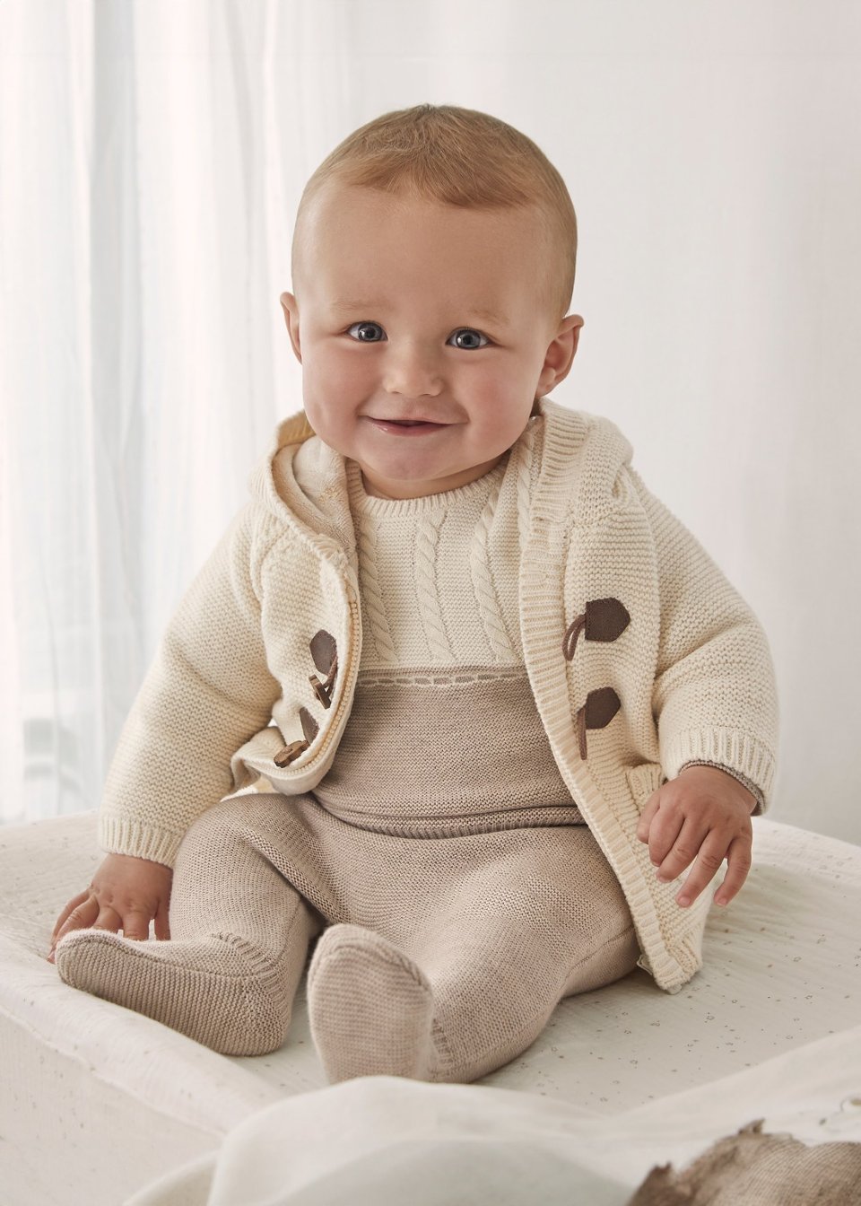 Cardigan neonato con pellicciotto interno Panna Mayoral