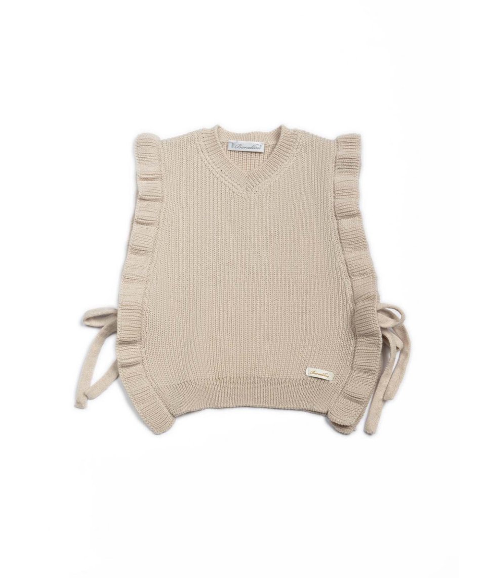 Gilet in misto lana Beige Barcellino