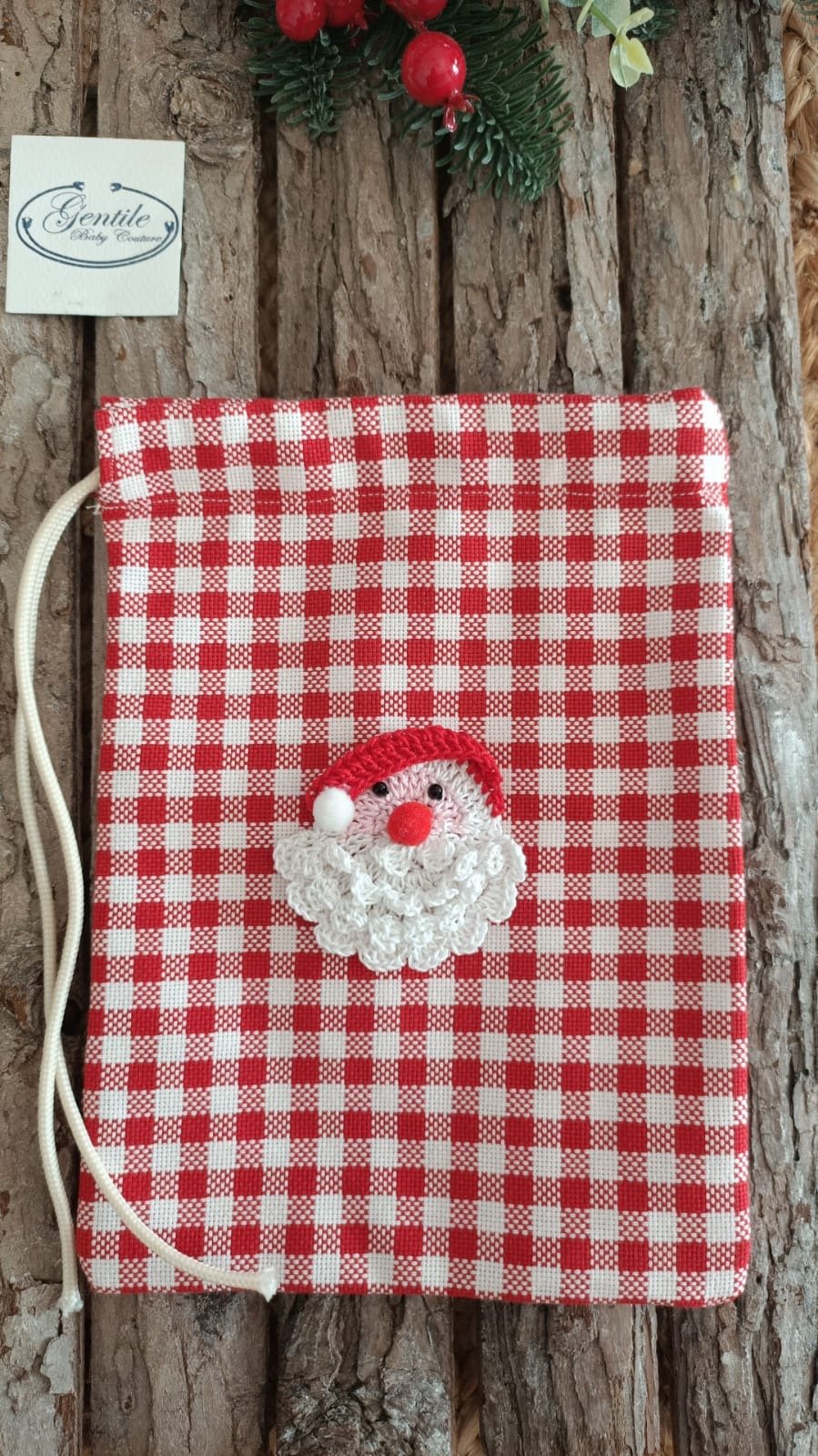 Sacchetto porta dolci Babbo Natale Gentile Ricami Uncinetto