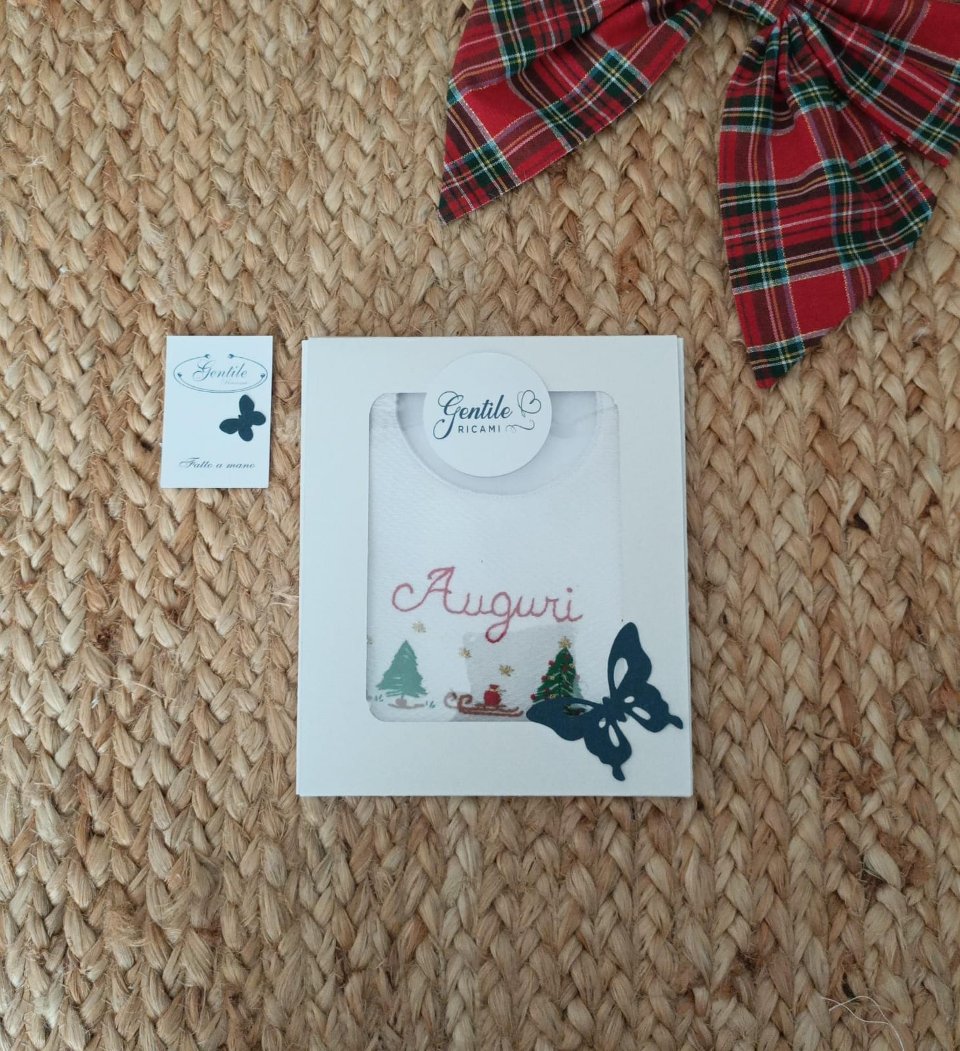 Bavetta Natalizia in confezione regalo Gentile Baby Couture Ricamata a mano