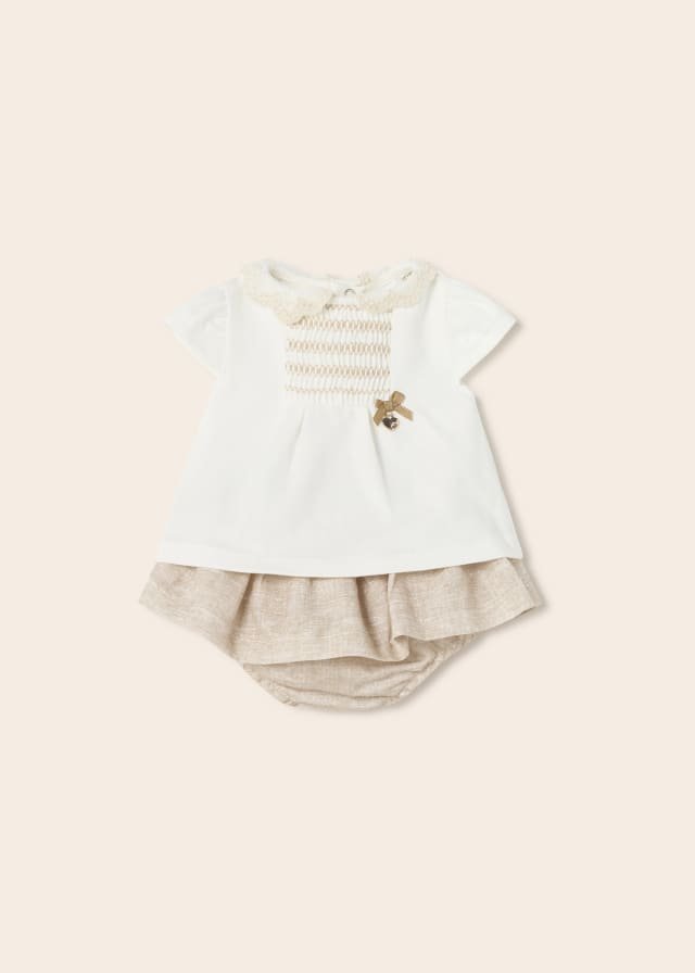 Completo 2 pezzi in lino e cotone Panna / Beige Mayoral