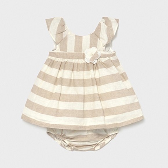 Abito smanicato a righe con culotte Bianco / Beige Mayoral