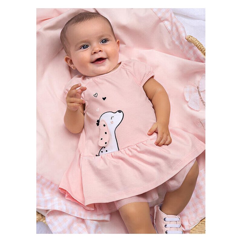 Vestito in cotone con tulle Rosa taglia 12 mesi Mayoral