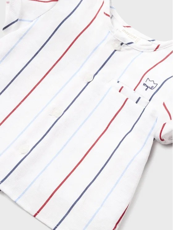 Completo 2 pezzi in lino e cotone Bianco / Rosso taglia 6-9 mesi Mayoral
