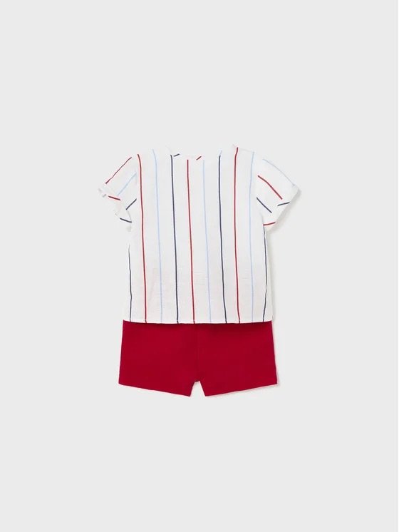 Completo 2 pezzi in lino e cotone Bianco / Rosso taglia 6-9 mesi Mayoral