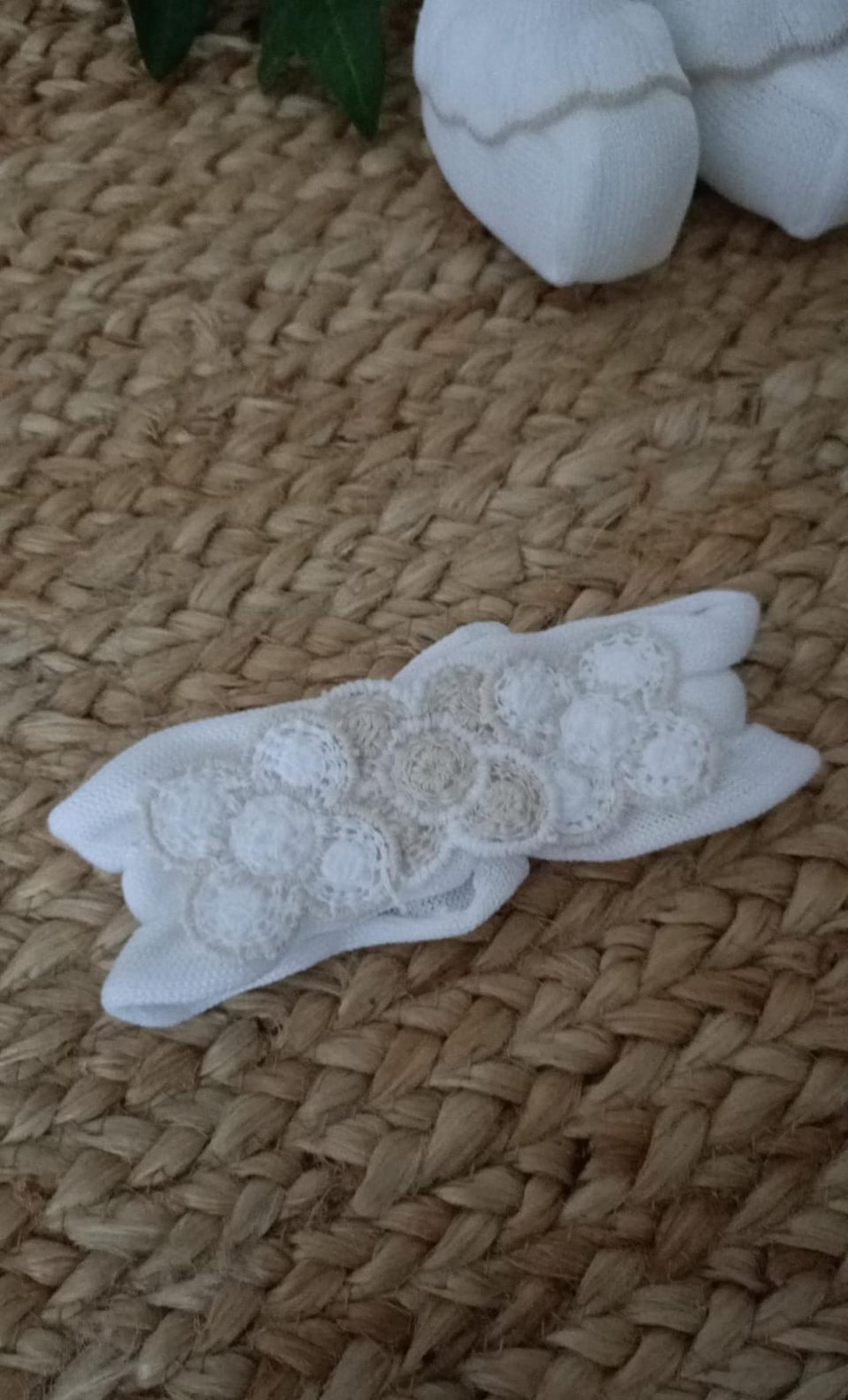 Fascetta in puro cotone con fiori Bianco / Sabbia taglia 1-6 mesi Marlù