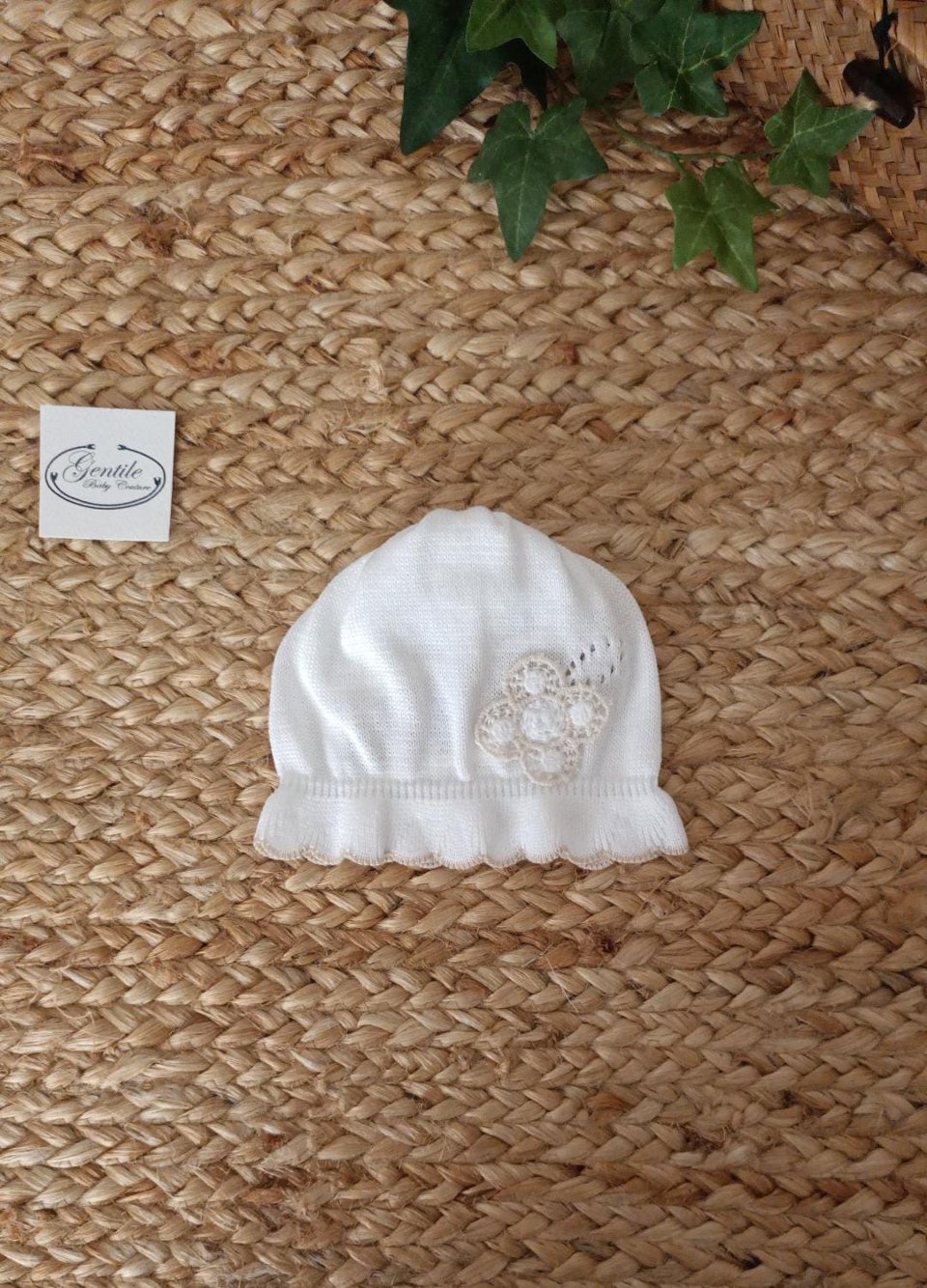 Cappellino in filo di puro cotone Bianco / Sabbia taglia unica Marlù