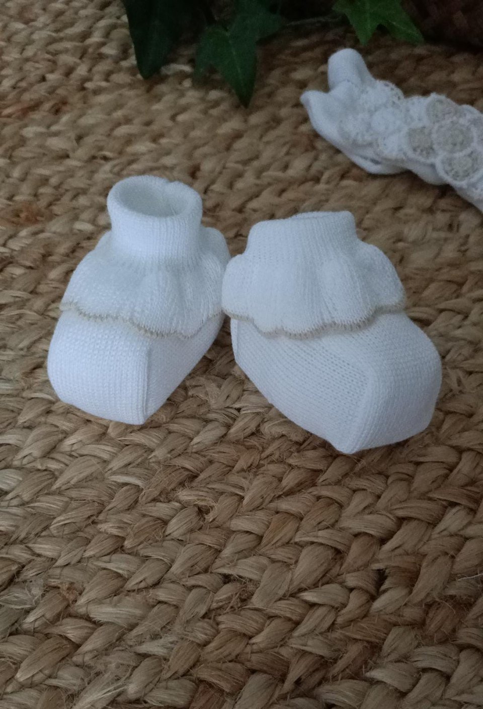 Babbucce in filo di puro cotone Bianco / Sabbia taglia unica Marlù