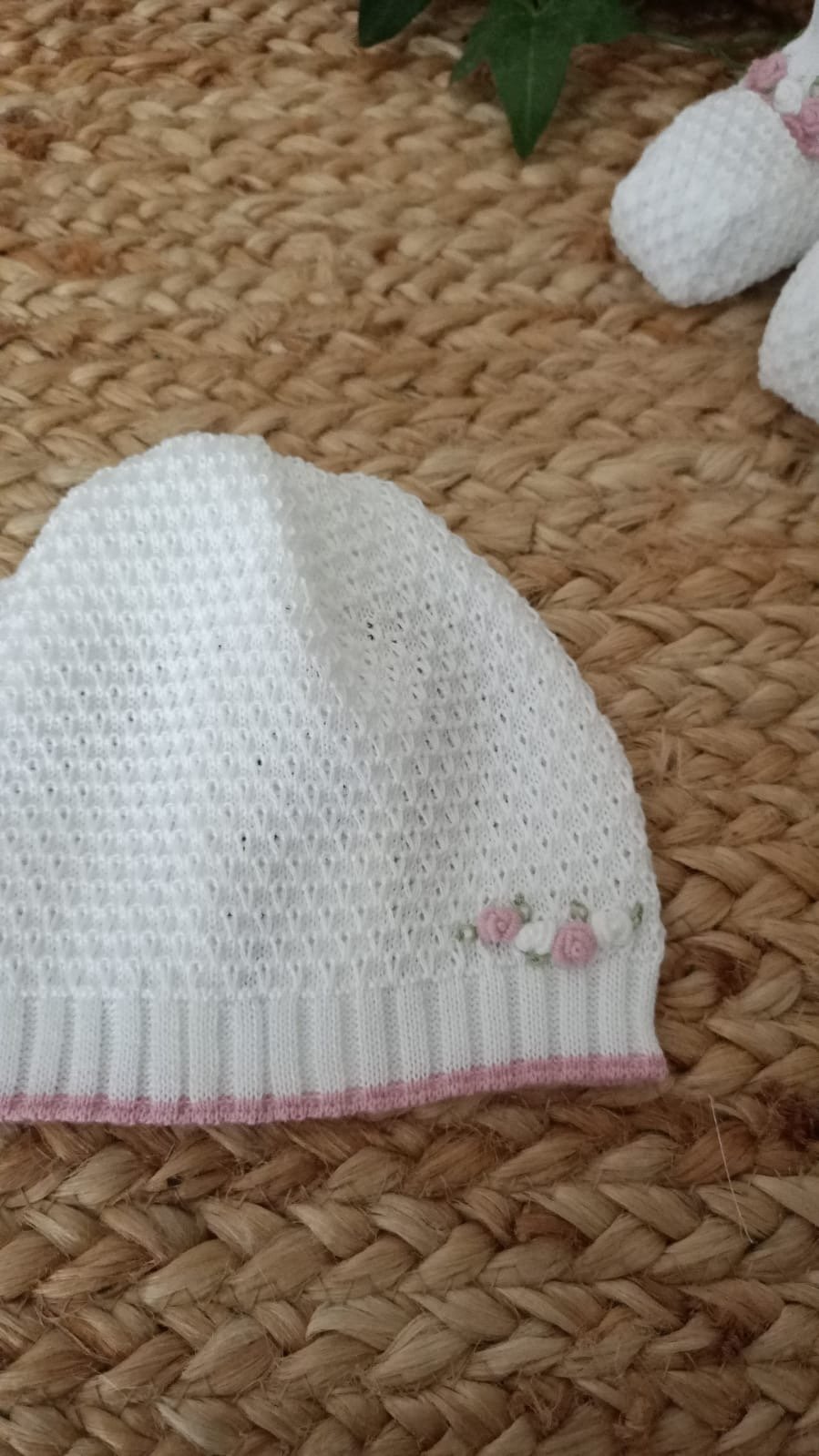 Cappellino in filo di puro cotone Bianco / Melograno taglia unica Marlù