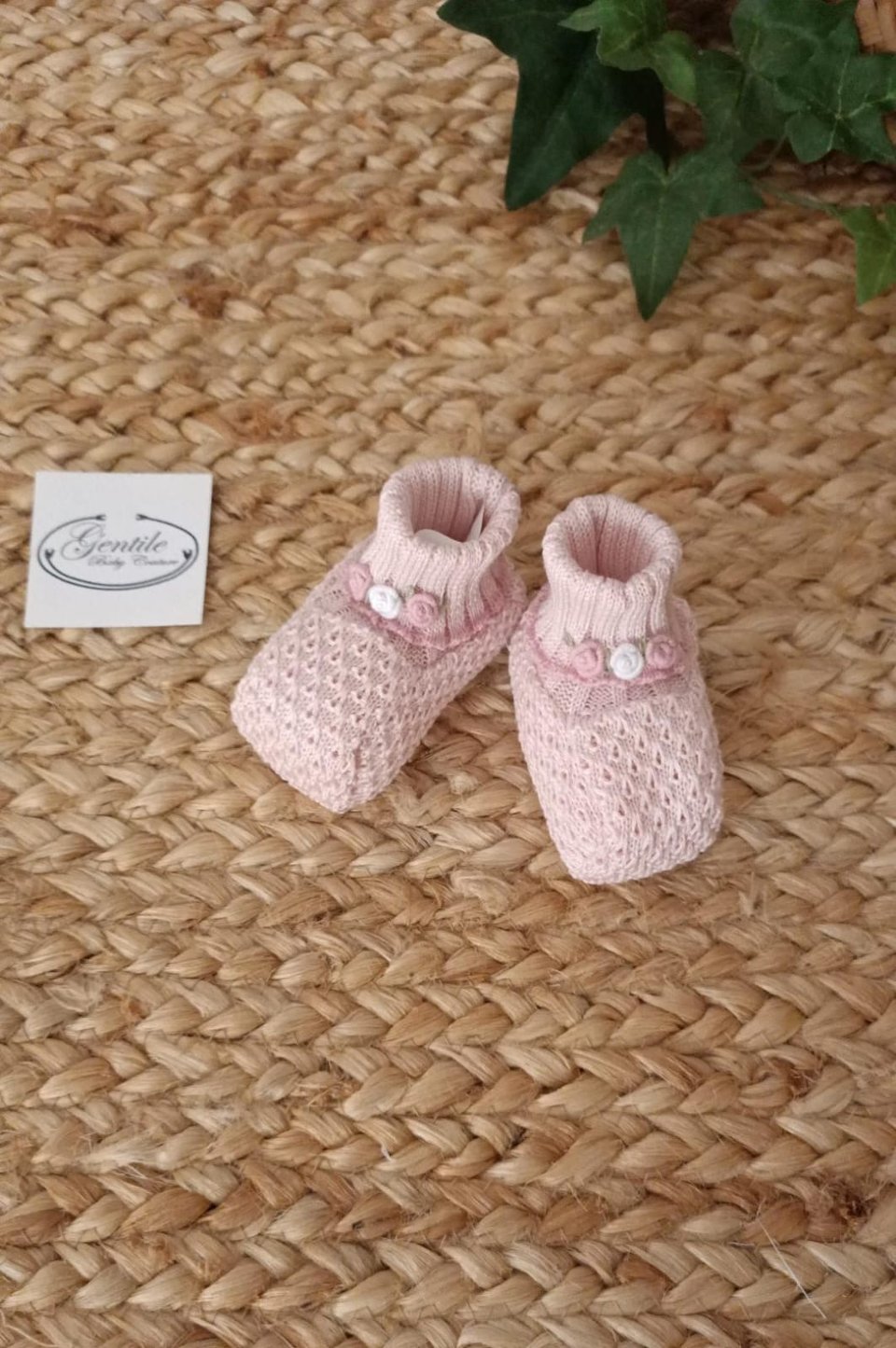 Babbucce in filo di puro cotone Rosa Cipria / Melograno taglia unica Marlù