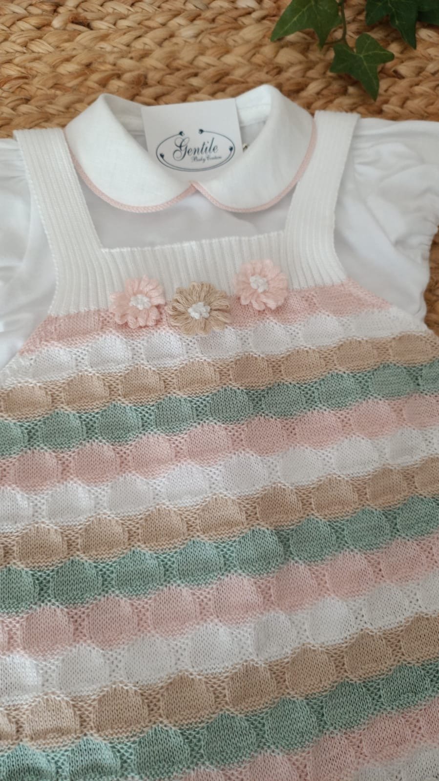 Salopette 2 pezzi in cotone Bianco / Verde / Multicolor taglia 0-3 mesi Marlù