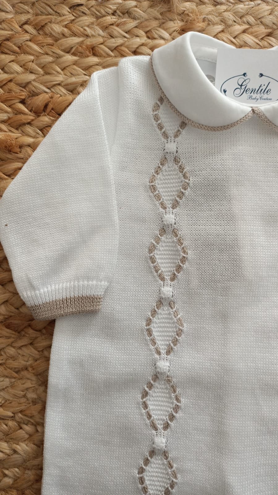 Tutina in filo di puro cotone Bianco / Noce taglia 0-3 mesi Marlù