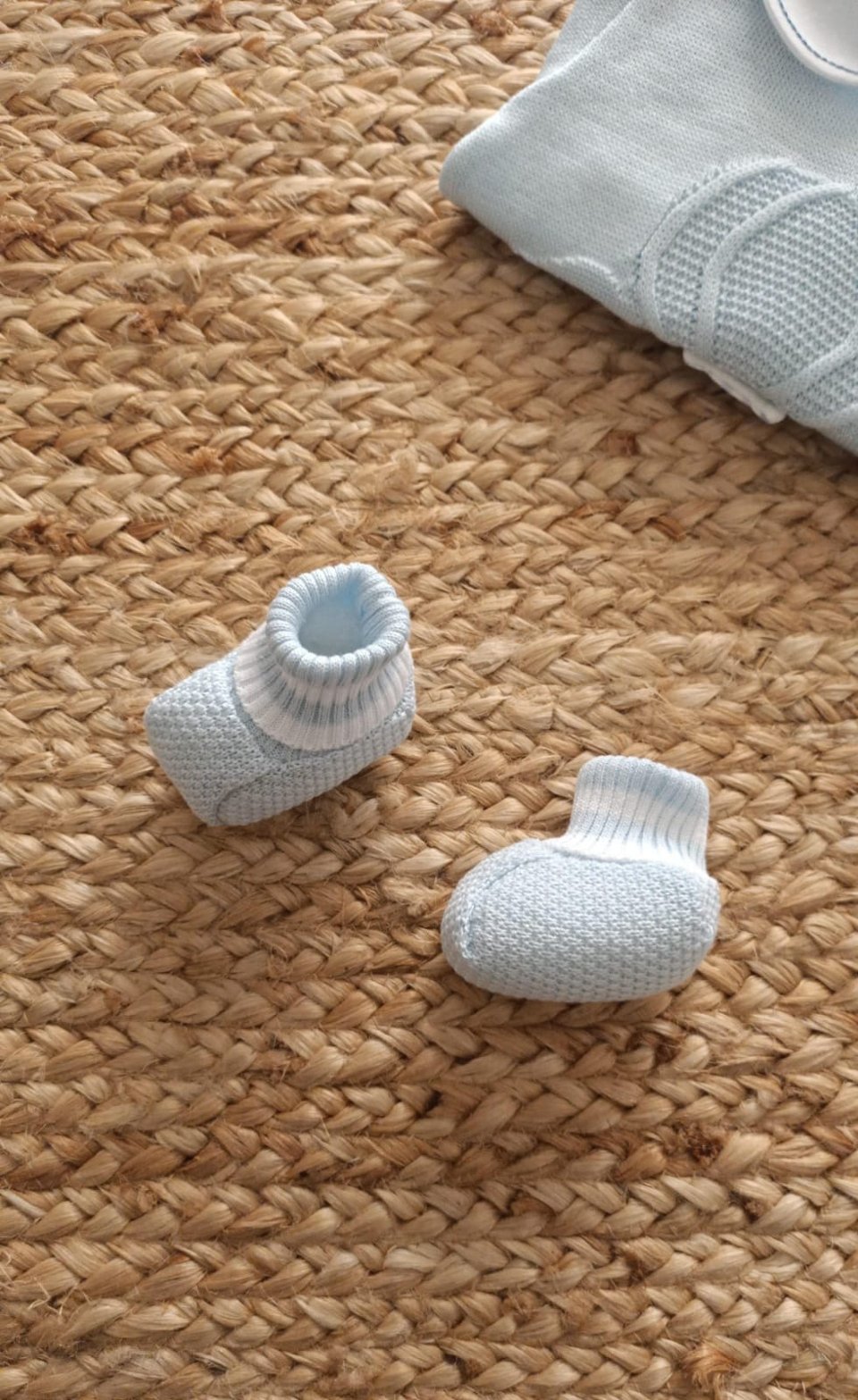 Babbucce in filo di puro cotone Cielo / Bianco taglia unica Marlù