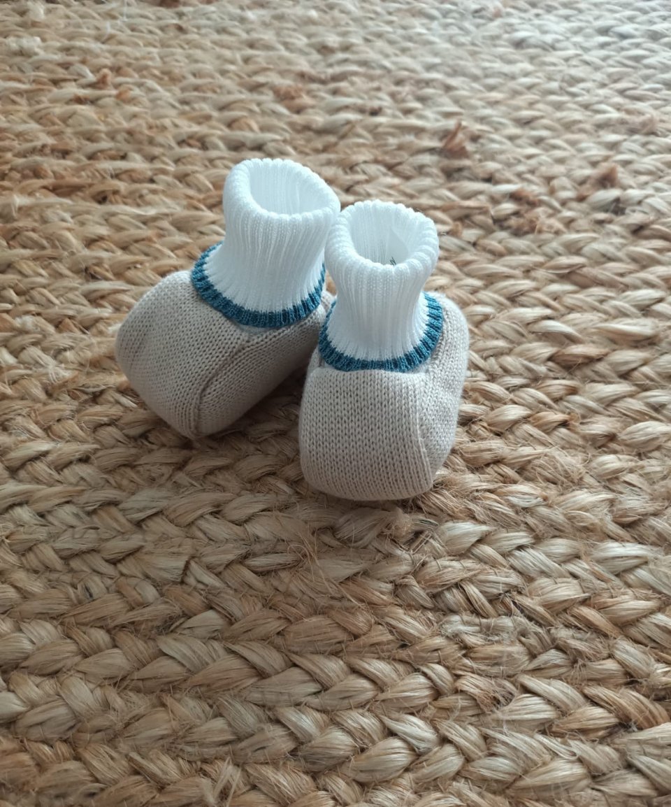 Babbucce in filo di puro cotone Sabbia / Bianco / Oceano taglia unica Marlù