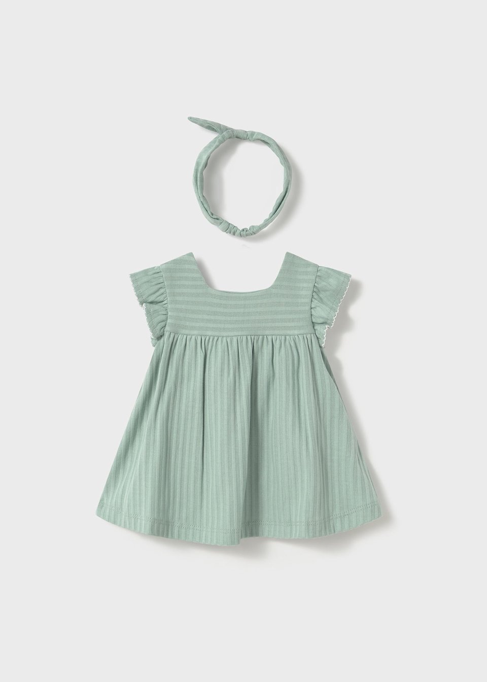 Vestito in puro cotone con fascetta Verde Acqua Mayoral