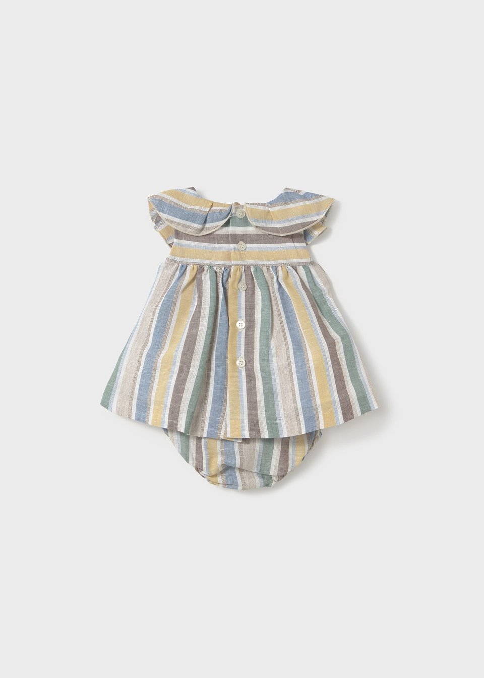 Abito in lino e cotone con culotte a righe Multicolor Mayoral