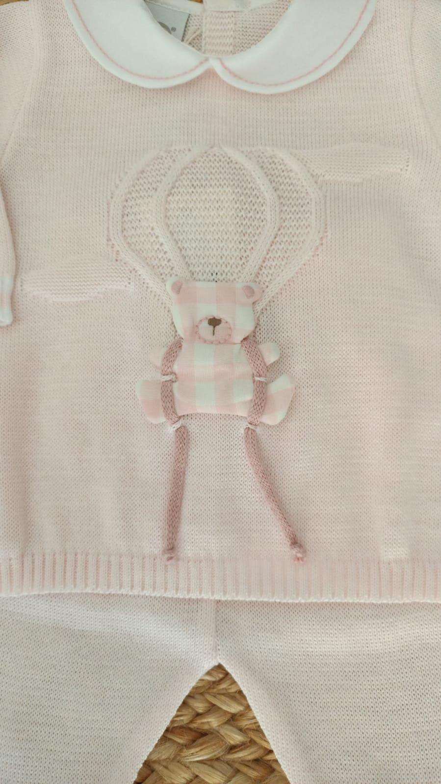 Completo 2 pezzi con cappellino e babbucce Rosa taglia 0-3 mesi Marlù