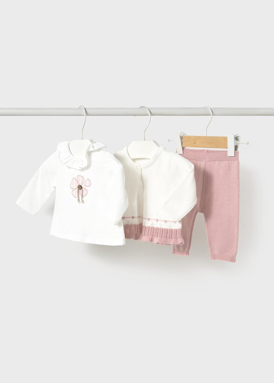 Completo 3 pezzi in cotone Rosa / Bianco Mayoral