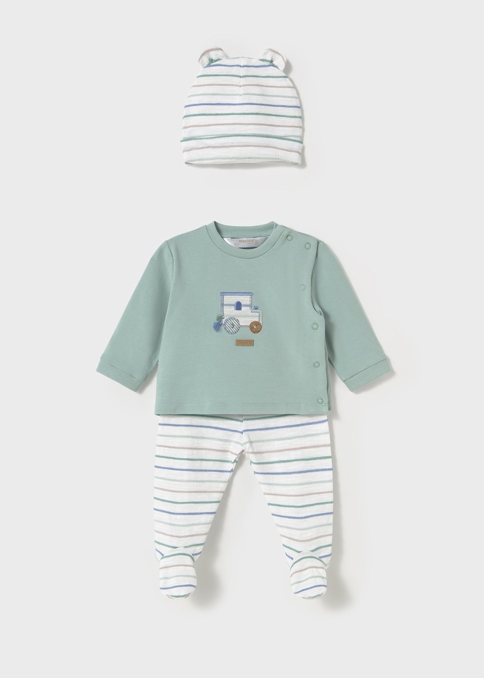 Completo 3 pezzi in jersey di cotone Verde Mayoral