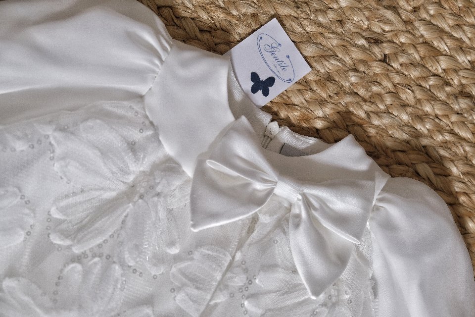 Abito elegante in tulle con paillettes Bianco Marlù