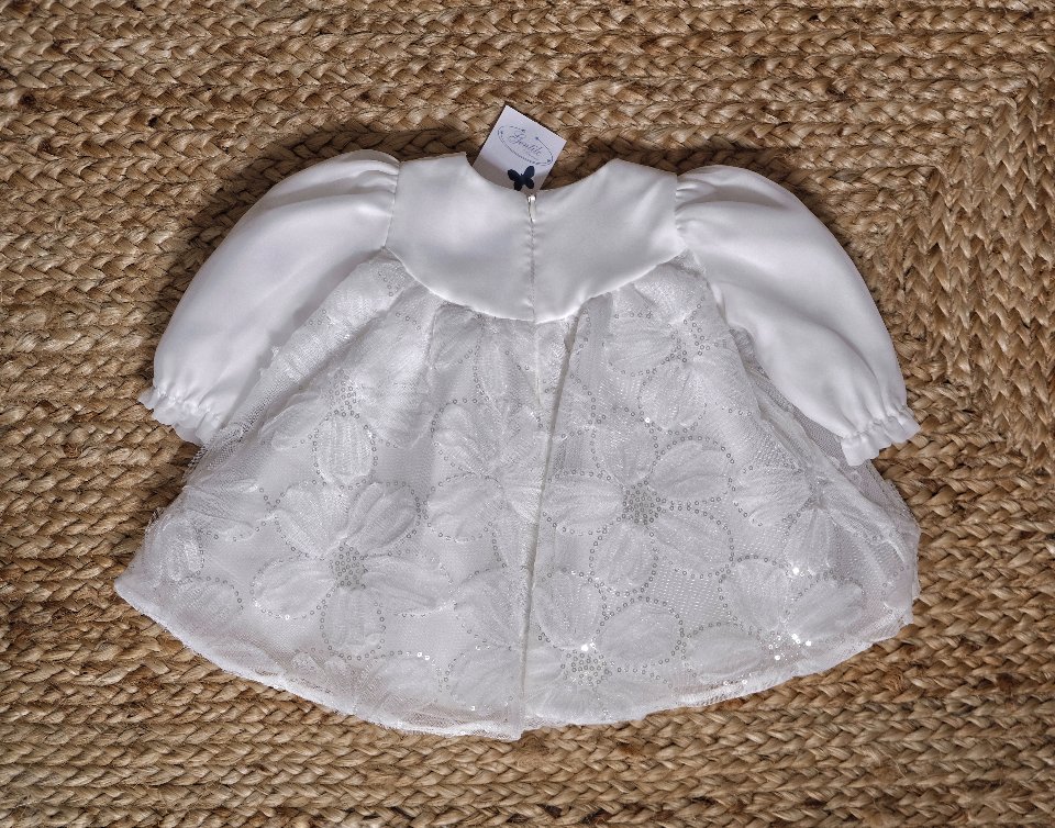 Abito elegante in tulle con paillettes Bianco Marlù