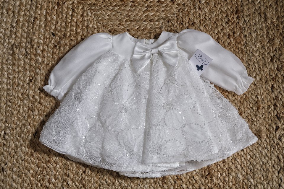 Abito elegante in tulle con paillettes Bianco Marlù