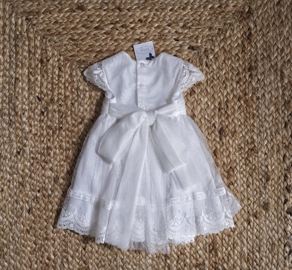 Abito elegante in tulle ricamato Crudo taglia 12 mesi Amaya