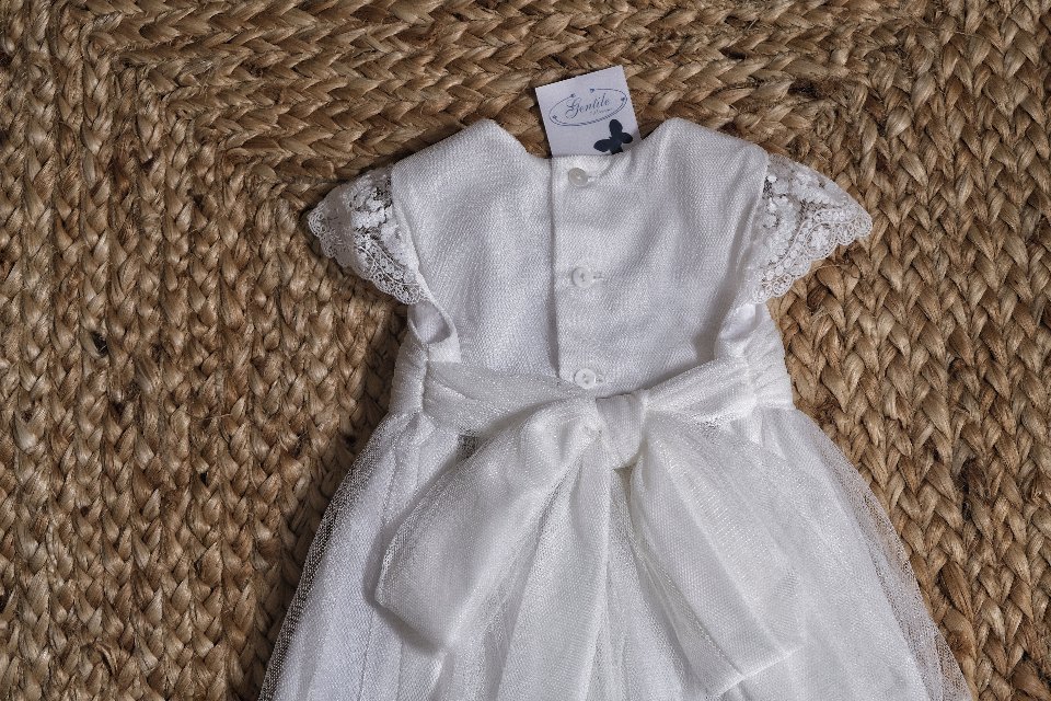 Abito elegante in tulle ricamato Crudo taglia 12 mesi Amaya