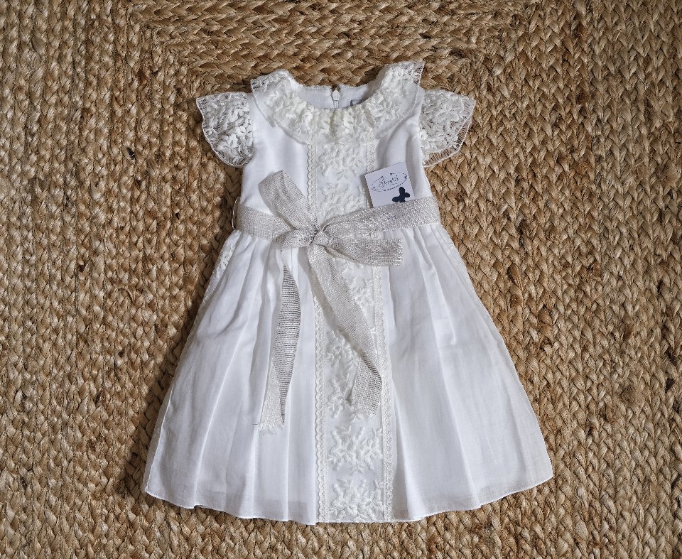 Abito elegante con pizzo ricamato Vaniglia taglia 9-12 mesi Marlù
