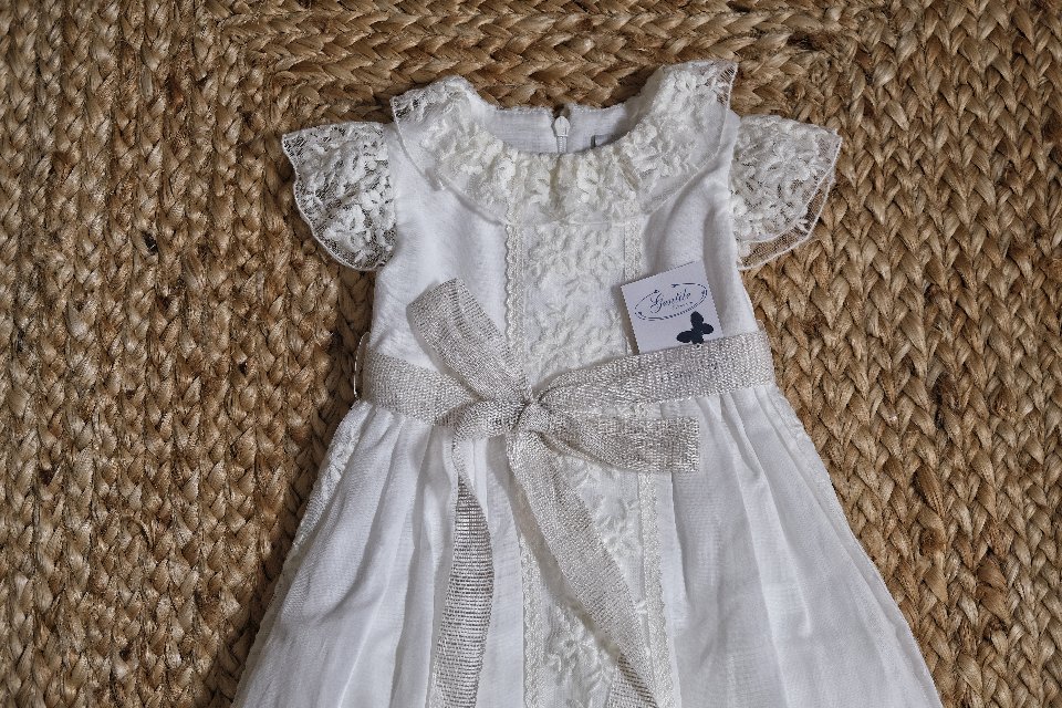 Abito elegante con pizzo ricamato Vaniglia taglia 9-12 mesi Marlù
