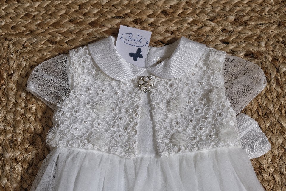 Abito elegante con pizzo e tulle Panna taglia 12 mesi Bimbalò