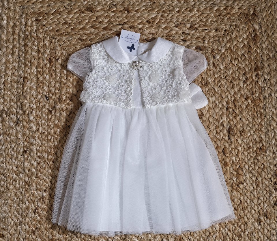 Abito elegante con pizzo e tulle Panna taglia 12 mesi Bimbalò