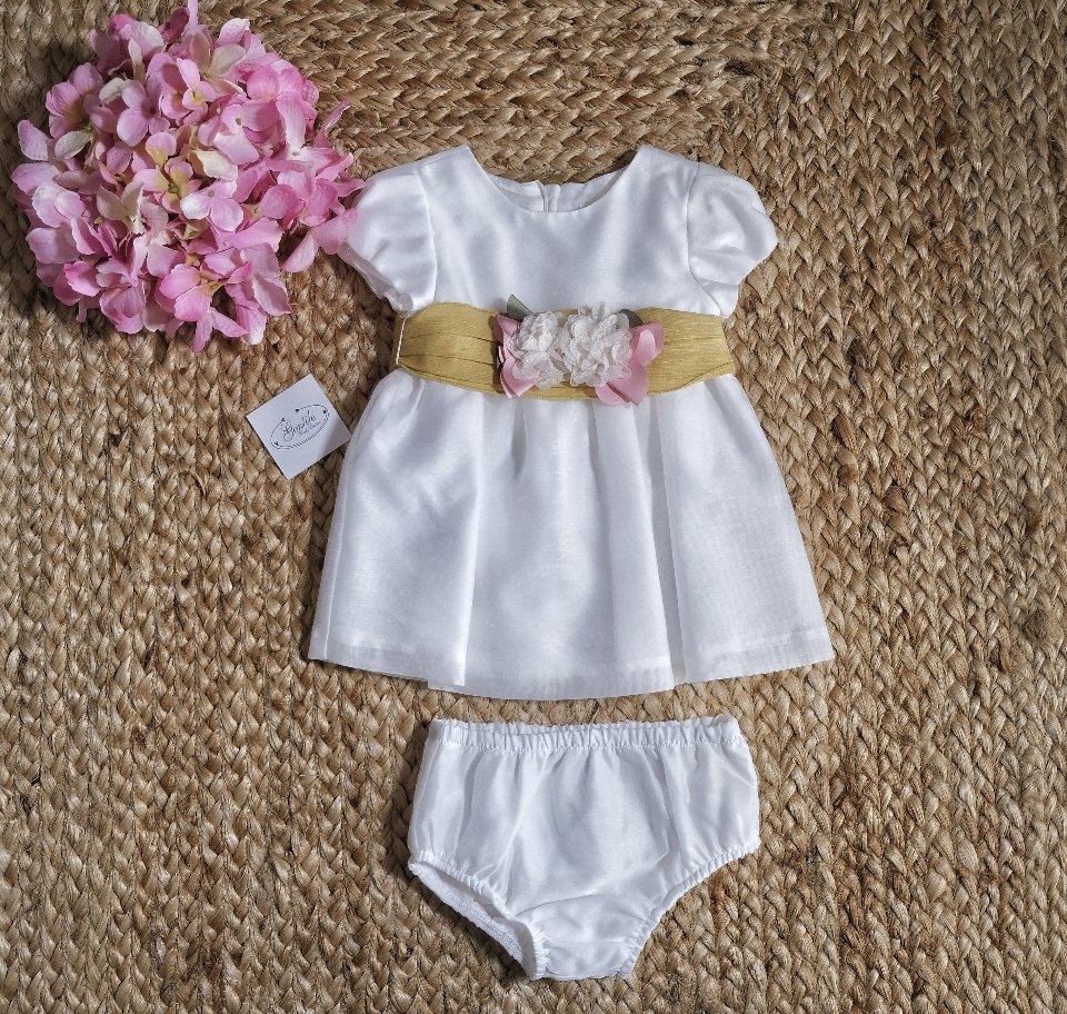 Abito elegante con cintura e culotte Bianco Mayoral